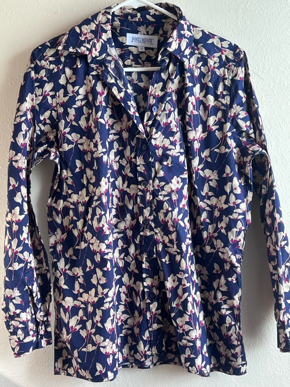 Navy Floral Long-Sleeve Button Down Shirt